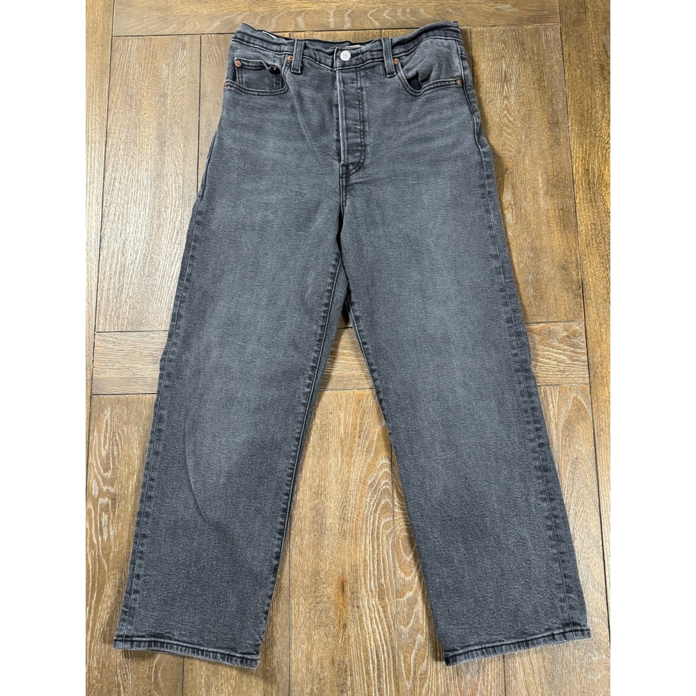 Levi's size 29 Black Gray Straight Ankle Jeans Women's High Rise